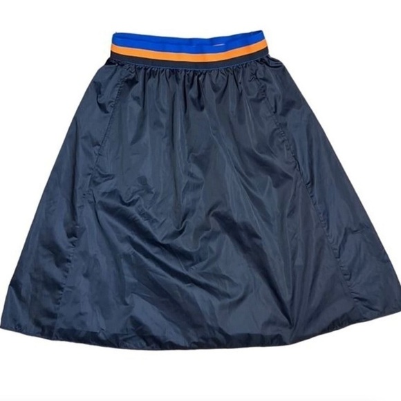 TORY BURCH Sport Athletic Swoosh Nylon Midi Skirt Navy Blue l, Sz Sm - Picture 1 of 7